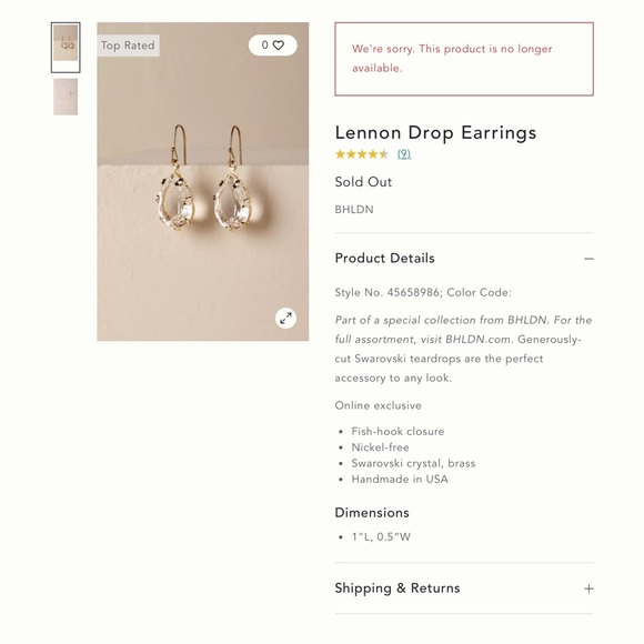 Ti Adoro Blue Lennon Drop Earrings - Picture 7 of 8